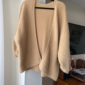 Chicwish Camel Textured Knit Cardigan Open Front Size S/XS Cozy